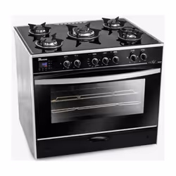Cuisinière UnionAire - Cuisinière 4 feux - Haut en verre - Allumage électrique - Fonte - Numérique - Sécurité totale - Ventil ...