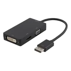 Deltaco DP-HDMIVGADVI câble vidéo et adaptateur 0,15 m DisplayPort VGA + HDMI + DVI Noir