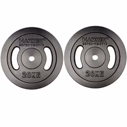 Disque De Musculation Hammer  - Poids : 2 x 20 Kg - Diamètre : 30 mm - S'adapte aux disque de 30 mm - Le disque polyvalent mi ...