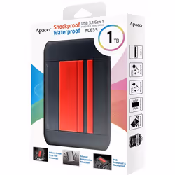 Disque Dur Externe APACER AC633 - Capacité: 1To - Interface: USB 3.1 - Format De Disque: 2.5 Pouces  - Vitesse: jusqu'à 480Mb ...