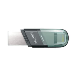 Disque Dur Flash iXpand Flip USB 128Go Double Connexion Type-A/Lightning Gris Argent Transparent