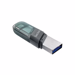 Disque Dur Flash iXpand Flip USB 128Go Double Connexion Type-A/Lightning Gris Argent Transparent