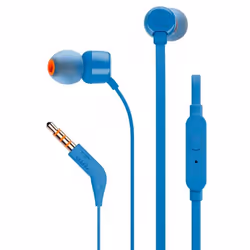 Ecouteurs intra-auriculaire avec micro JBL T110 - Connecteur jack 3.5 mm - Fiche coudé - Bande passante : 20 - 20 000 Hz - Im ...