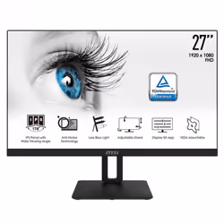 Ecran MSI Pro 27" Full HD MP271P - réglage du pivot et du panoramique - Résolution 1920 x 1080p - Dalle IPS - Temps de répons ...