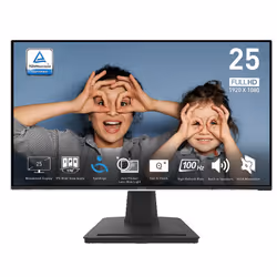 Ecran MSI PRO MP252 - Taille de l'écran : 24.5" Full HD, 100 Hz - Résolution : 1920 x 1080 - Luminosité : 300 cd/m² - Format  ...