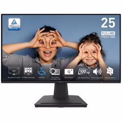 Écran MSI PRO MP252 - Taille de l'écran: 24.5" Full HD, 100 Hz - Résolution: 1920 x 1080 pixels - Format d'écran: 16:9 - Rapp ...