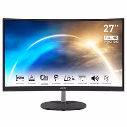 Ecran MSI PRO MP271CA Curved - Taille de l'ecran: 27 FULL HD, 75 Hz - Résolution: 1920 x 1080 pixels - Courbure: 1500R - Form ...
