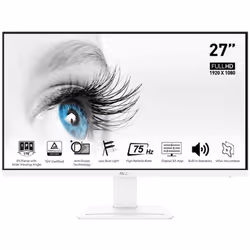 Ecran MSI PRO MP273W - Taille de l'ecran: 27" Full HD, 75 Hz - Résolution: 1920 x 1080 pixels - Format: 16:9 - Luminosité: 25 ...