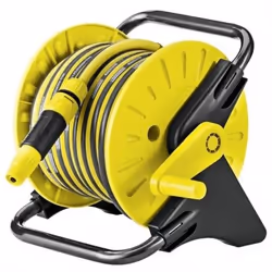- Enrouleur à tuyau HR25 - Flexible 1/2" PrimoFlex® de 15 m-15 mm - Arroseur - 4 raccords universels au flexible Plus  - Nez  ...
