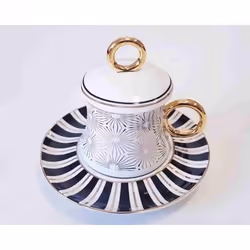 - Ensemble à café Ture FREEDOM KAPAKLI 18 pièces - 6 Tasse de café Turc - 6 Sous Tasses - 6 Couvercles à Tasses.