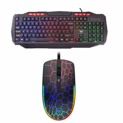 Ensemble Clavier et Souris Gamer Filaire STAR WAVE GCM1093 RGB - Noir