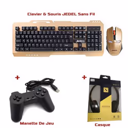 Ensemble Clavier & Souris Sans Fil + Manette De Jeu + Casque - Clavier & Souris: Technologie De Connectivité: Sans Fil - Norm ...