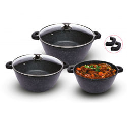 Ensemble de 3 Faitouts 20/24/28cm - 12 Pièces Techwood TP6-FT248