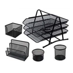 Ensemble De Bureau En Métal 5 Pièces Noir