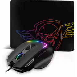 Ensemble Souris filaire et Tapis de souris pour Gamer - Droitier - 8 boutons programmables - Capteur Spirit - Optique - Résol ...