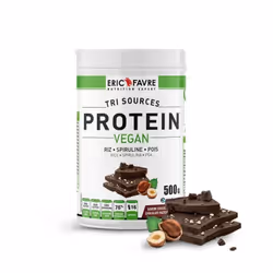 Eric Favre Protein Vegan tri sources Chocolat-noisettes est une préparation permettant de réaliser des en-cas hyperprotéinés. ...