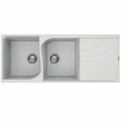 Évier 2 bacs + égouttoir FOCUS F.116W - Blanc