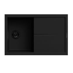 Évier De Cuisine Encastrable FOCUS Graniteck 1 Bac + égouttoir 100cm - Noir