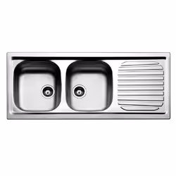 Évier Firenze 2 Bac Focus 116 cm - Mesure: 1160 x 500 mm - Encastrement: 1140 x 480 mm - Couleur: Inox