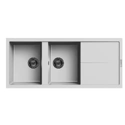 ÉVIER FOCUS 2 BACS + ÉGOUTTOIR BLANC (FILO 116W)