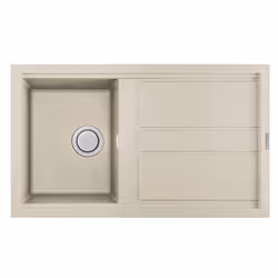 Évier 86 cm Focus 1 bac + égouttoir- Mesure: 860 x 510 mm- Encastrement: 840 x 480 mm- Bases: 450 mm- Profondeur du bac: 200  ...
