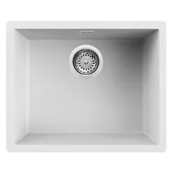 Focus SMILE 56W - Évier, 1 bac, 56 cm, blanc, installation sous plan / sur plan