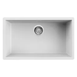 Focus SMILE 76W - Évier, 1 bac, 76 cm, blanc, installation sous plan / sur plan
