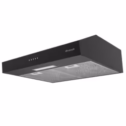 Hotte casquette Brandt Noir 60 cm - Commande bouton mécanique, 1 moteur, 3 niveaux de vitesse, débit max d'aspiration 350 m3/ ...