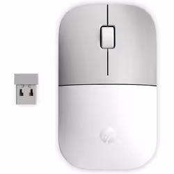 HP Souris sans fil Z3700 (blanc céramique), Optique, RF sans fil, 1200 DPI, Argent, Blanc