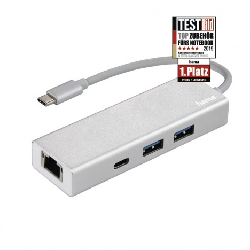Hub Hama Type-C USB 3.1 , 2 USB-A, USB-C, LAN