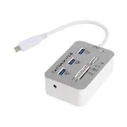 Hub Type C USB 3.1 3 ports USB 2.0 + Lecteur de cartes / Blanc