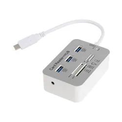 Hub USB 3.1 3 ports USB 2.0 + Lecteur de cartes - Blanc