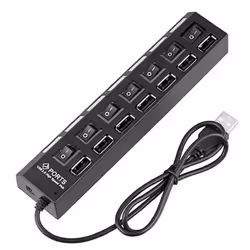 Hub USB 7 Ports USB 2.0 avec Interrupteur - Compatible USB 1.1 - Taux de transfert de données: 1.5Mbps/12Mbps/ jusqu'à 480Mbp ...