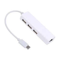 Hub USB-C Vers 3 ports USB & Adaptateur Ethernet - Blanc