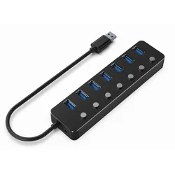 Hub USB GEMBIRD 3.2 Gen 1 / 7 ports avec interrupteurs / Noir
