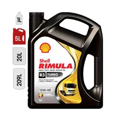 Huile Moteur SHELL Rimula R3 Turbo 15W40 - 5L