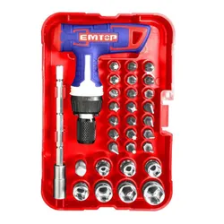 Jeu De 31 Tournevis Cliquet Emtop EBST03102 Rouge