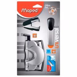 Kit Agrafage Maped Office Set en Blister - Ensemble composé de 4 pièces: 1 Agrafeuse Pocket N°10 + 1 Perforateur 10/12 feuill ...