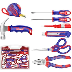 Kit Outils À Main Emtop EHTS01081 8 Pièces Bleu