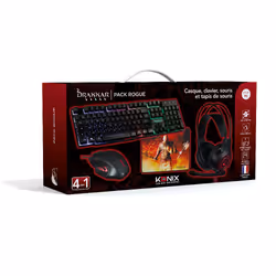 Konix Drakkar Pack Rogue, Avec fil, USB, AZERTY, LED RGB, Noir, Souris incluse