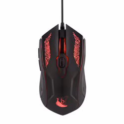 Konix Drakkar Shaman, Ambidextre, Optique, USB Type-A, 2000 DPI, Noir, Rouge