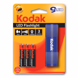 Lampe De Poche KODAK à 9 LED + 3 AAA - Type d'ampoule: LED - Puissance lumineuse: 46 lumens - Distance d'éclairage: 25 mètres ...