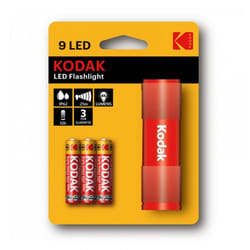 Lampe De Poche KODAK à 9 LED + 3 Piles AAA - Rouge