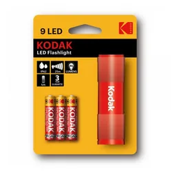 Lampe De Poche KODAK à 9 LED + 3 Piles AAA - Rouge