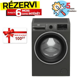 Lave Linge Frontal Inverter BEKO B3WFU4822MG 8kg - Gris Foncé