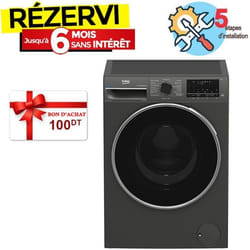 Lave Linge Frontal Inverter BEKO B3WFU5822MG 8kg - Noir&Gris Foncé