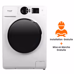 Lave linge Frontale Brandt  - Capacité : 10.5 Kg - Vitesse d'essorage : 1200 tours/min - Classe énergétique : A+++ - Nombre d ...