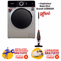 Lave Linge Frontale BRANDT 10.5 Kg Brushless Vapeur Silver (BAM102QVSBL)