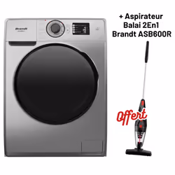 Lave Linge Frontale BRANDT BAM102QVSL 10.5 Kg + Vapeur - Silver