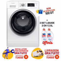 Lave Linge Whirlpool Hublot - Classe énergétique: A+++ - Vitesse d'essorage de 1200 tours par minute - Technologie exclusive  ...